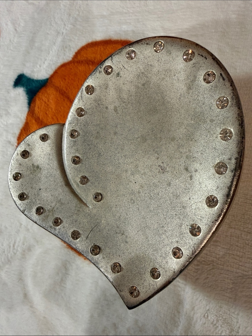 Silver Heart Trinket Box with Rhinestone Accent - Brand Unspecified